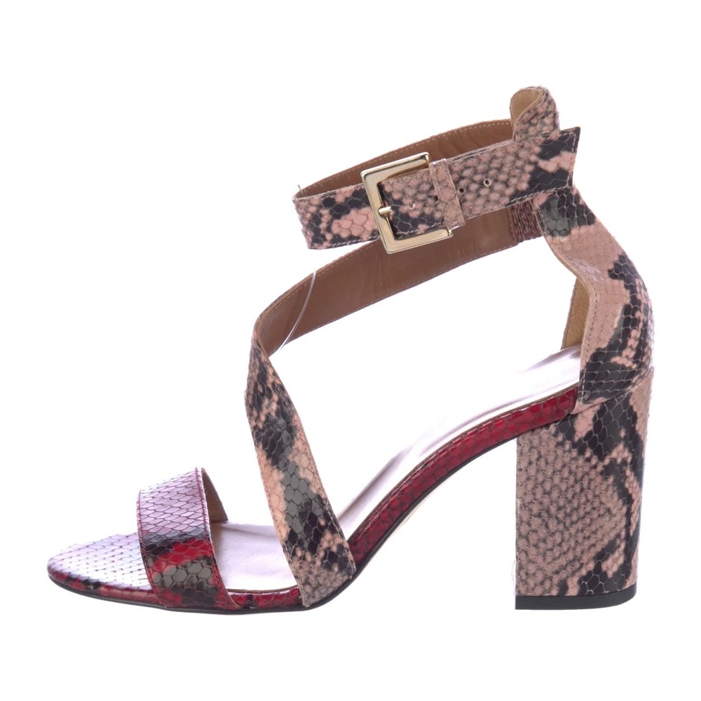 Paris Texas Snakeskin Block Heel Sandals-New